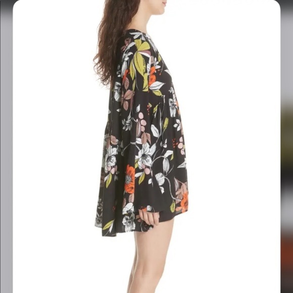 Free People Bella Floral Print V Neck Bell Sleeve Tunic Top Dress XS - Picture 5 of 10